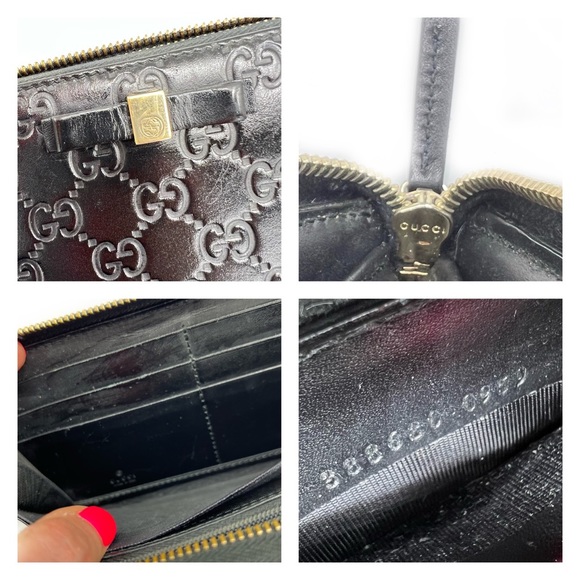 GUCCI Bow Zip Around Guccissima Leather Long Wallet Black Zippy Authentic - Picture 16 of 17
